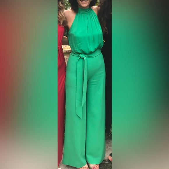 Pants - Green Sleeveless Jumpsuit
